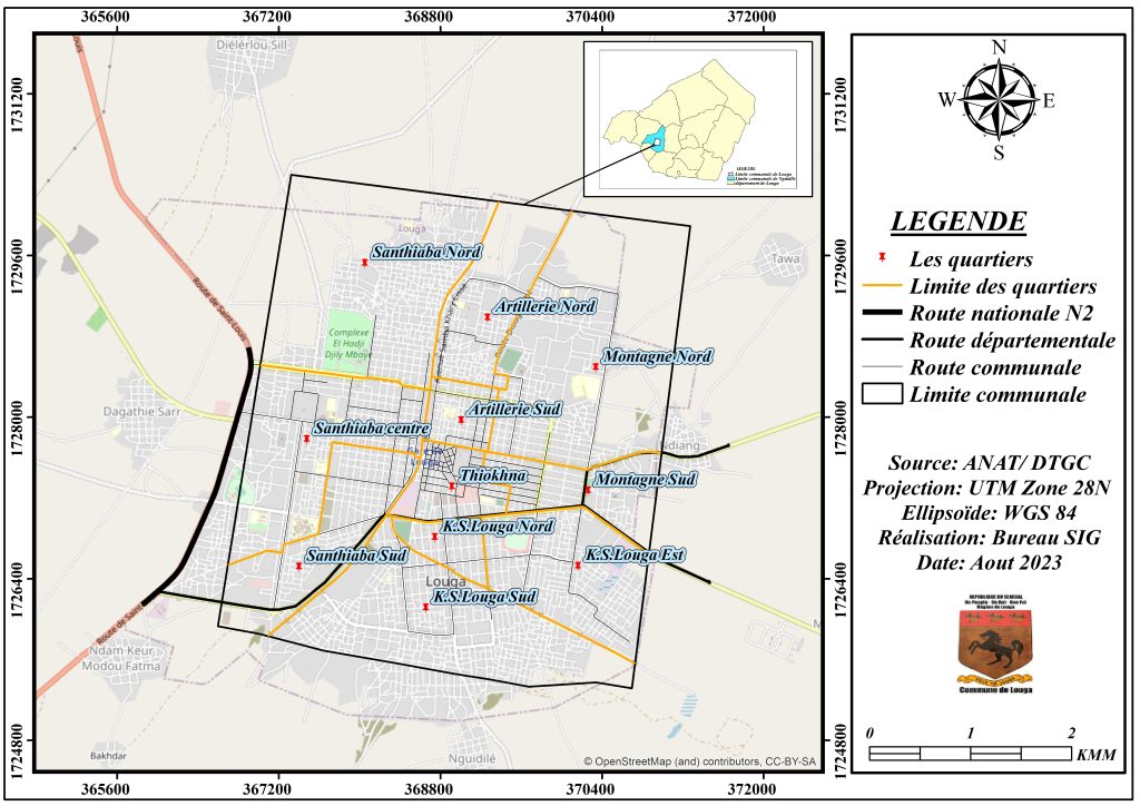 Carte de situation géographique de la Commune de Louga